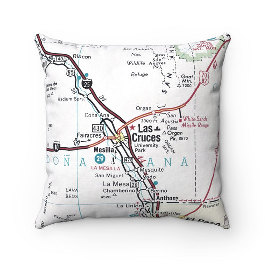 Las Cruces New Mexico vintage map pillow