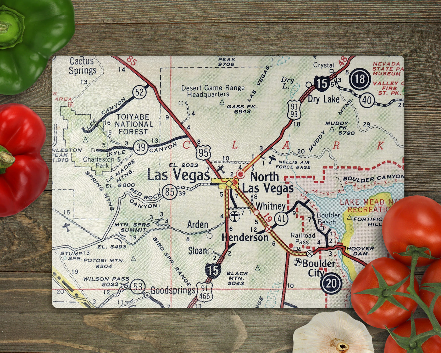 Las Vegas Nevada Vintage Map Cutting Board