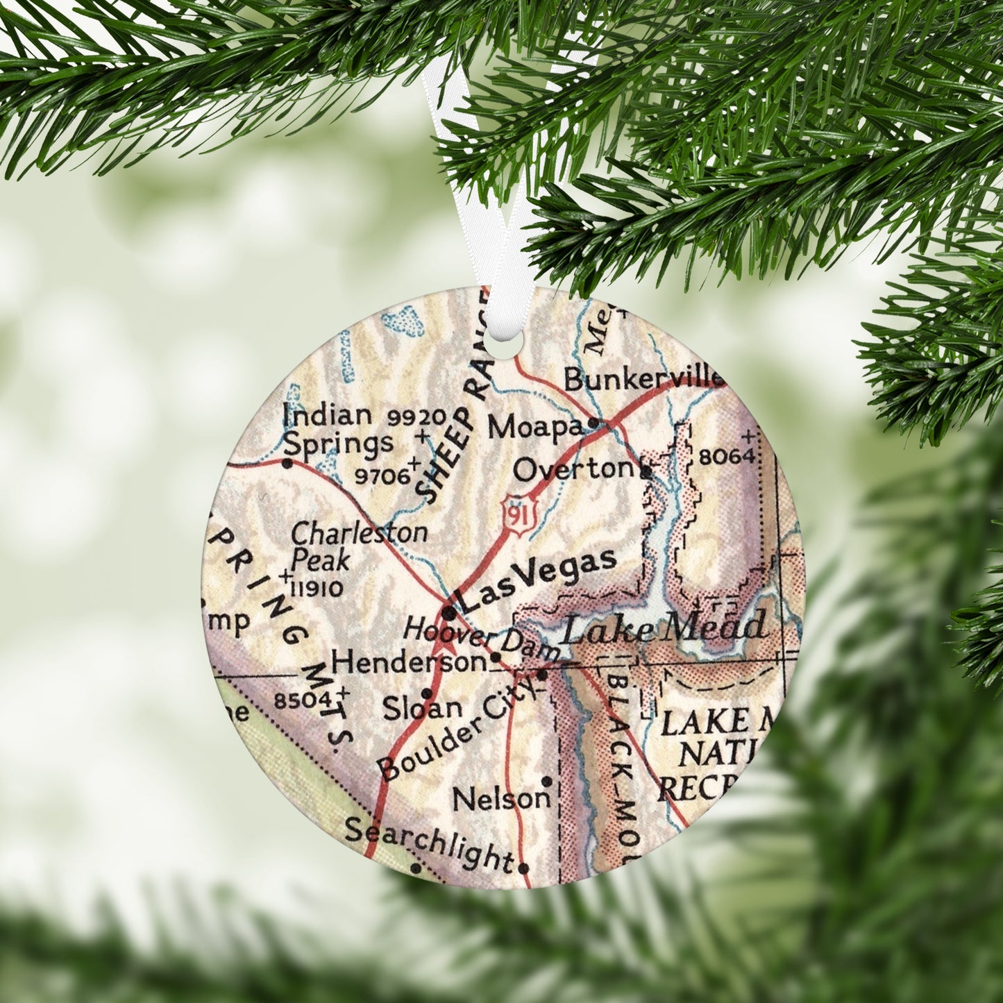 Las Vegas Nevada Vintage Map Ornament