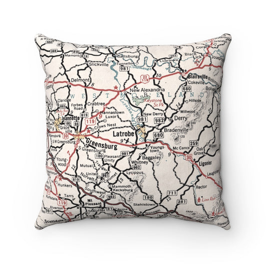 Latrobe Pennsylvania vintage map pillow