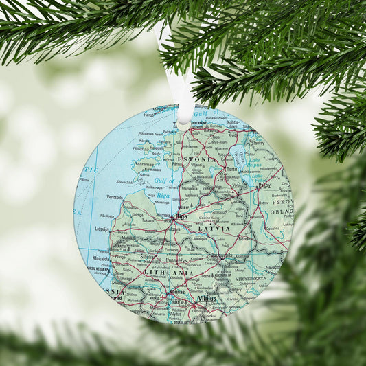 Latvia Vintage Map Ornament
