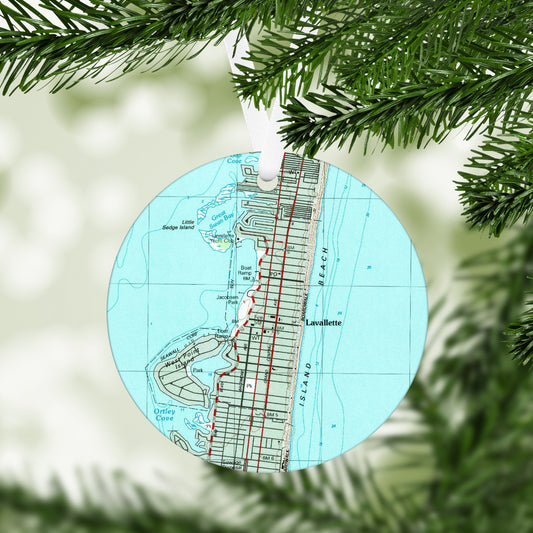 Lavallette New Jersey Vintage Map Ornament
