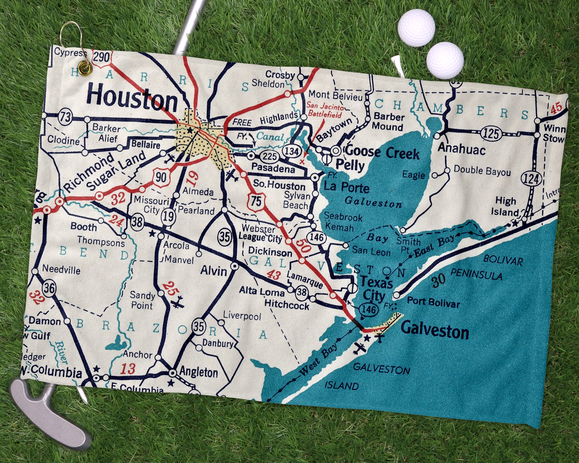 League City Texas golf towel primary image
