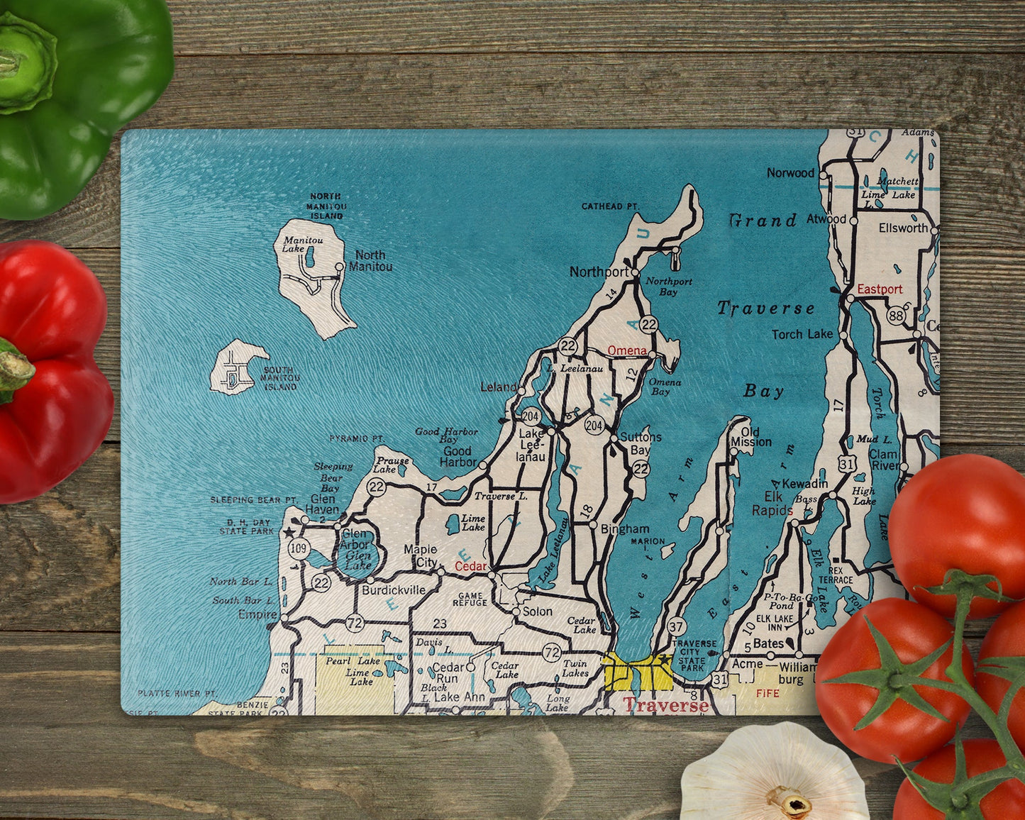 Leelanau County Michigan Map Cutting Board | Travel Gift | Kitchen Decor