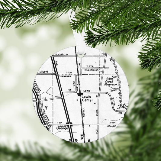 Lewis Center Ohio Vintage Map Ornament