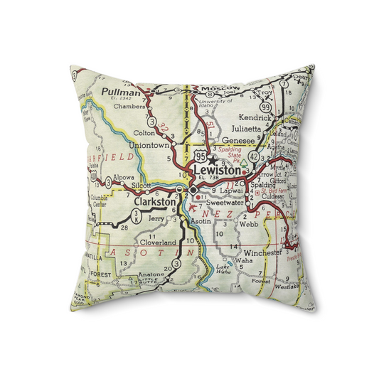 Lewiston Idaho vintage map pillow
