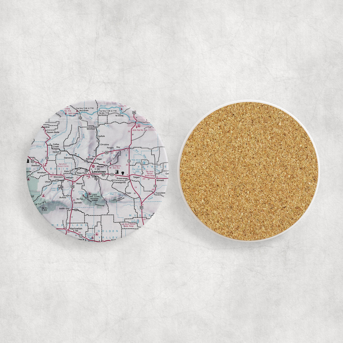 Lewistown Montana Vintage Map Ceramic Coaster Set of 4