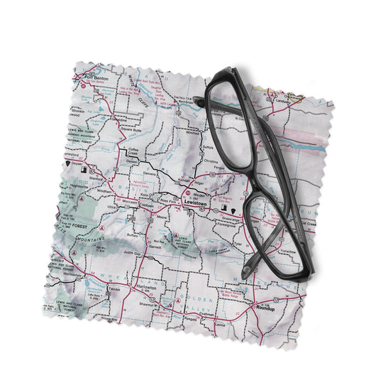 Lewiston Montana Map Lens Cloth | Lewiston Microfiber Glasses Cleaner | Travel Gift
