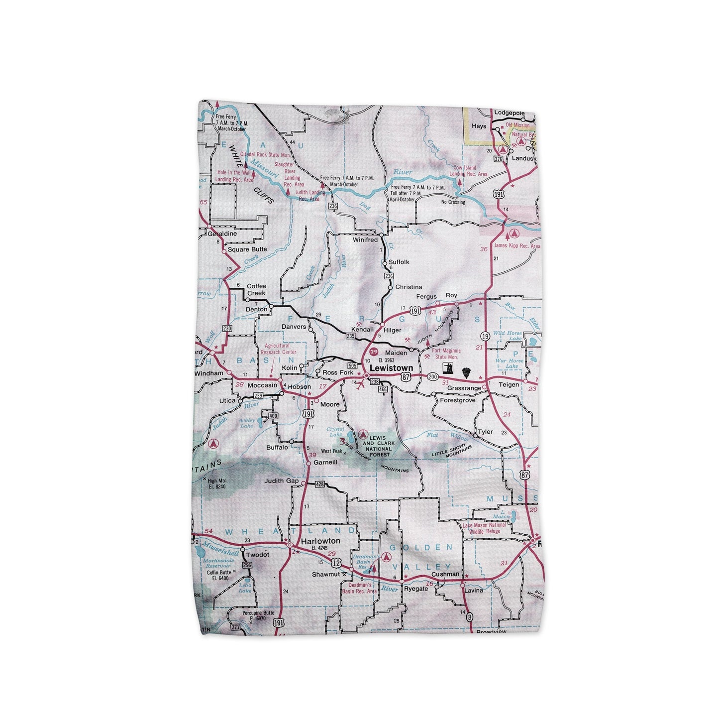 Lewiston Montana Map Tea Towel | Waffle-Weave Kitchen Towel Gift