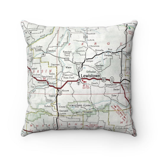 Lewiston Montana vintage map pillow