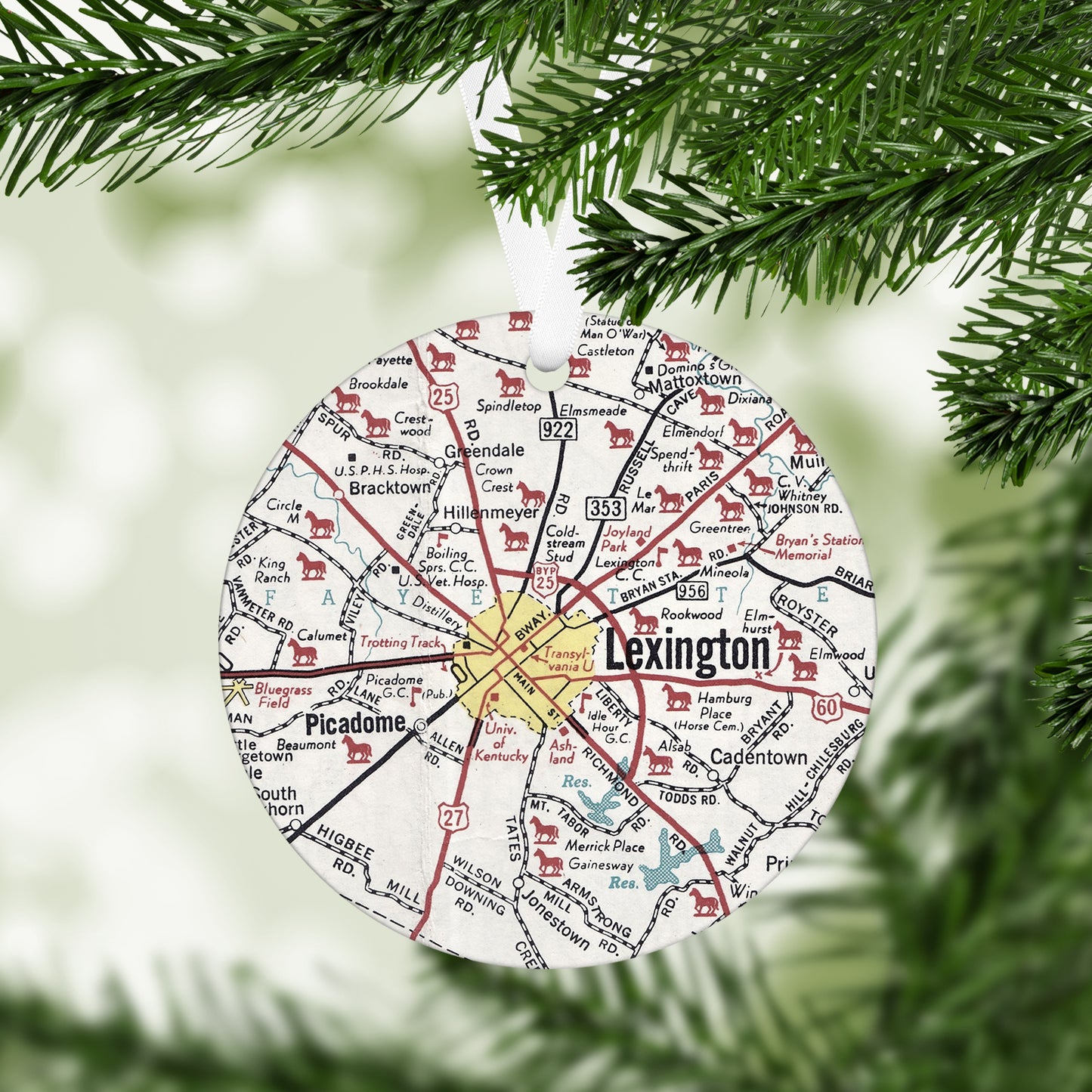 Lexington Kentucky Vintage Map Ornament