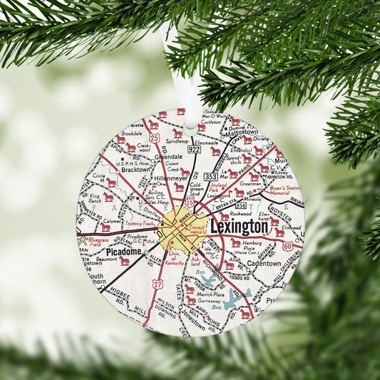 Lexington Kentucky Vintage Map Ornament