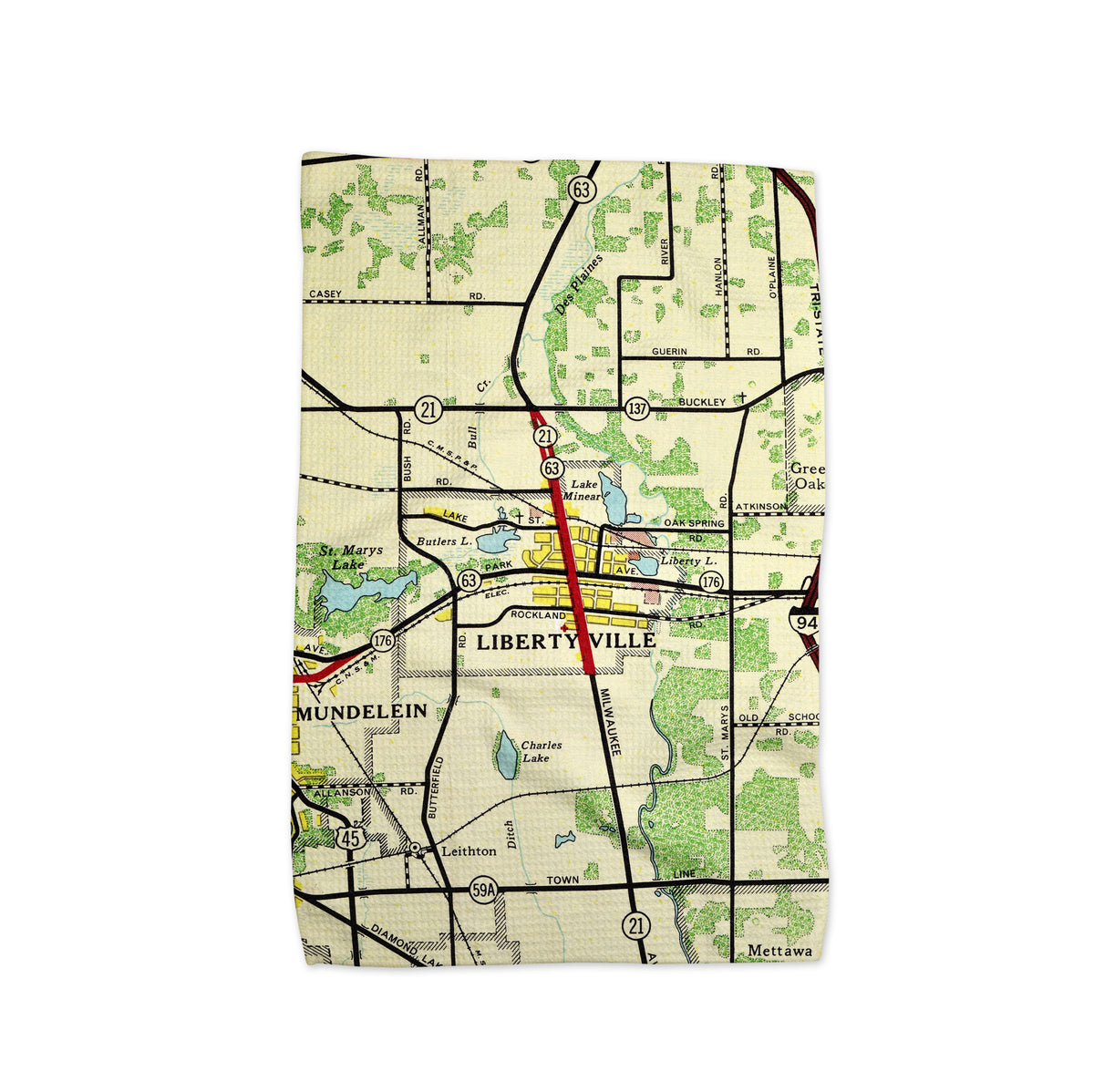 Libertyville Illinois Vintage Map Kitchen Towel