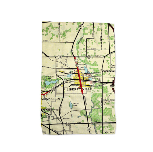Libertyville Illinois Vintage Map Kitchen Towel