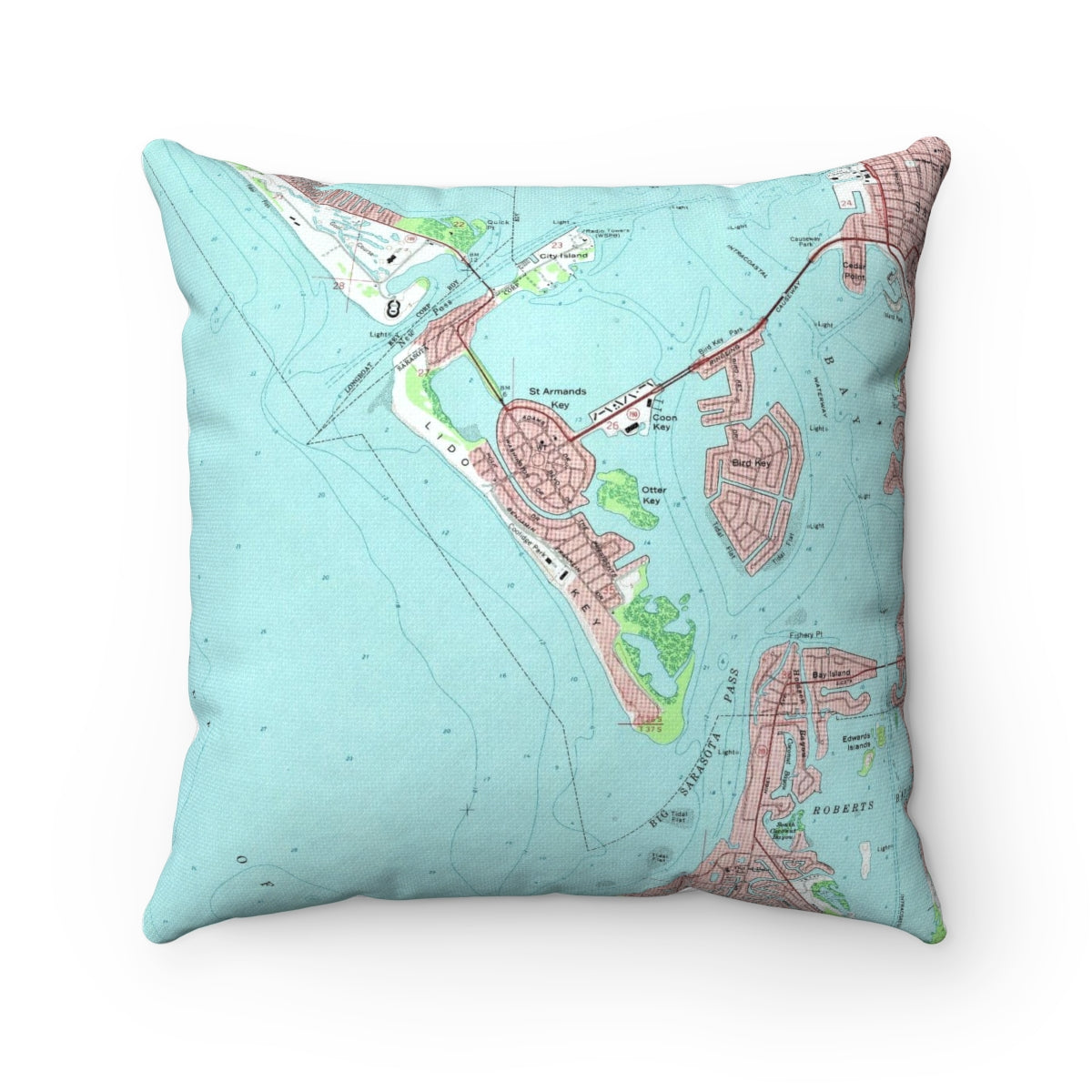 Lido Key Florida vintage map pillow