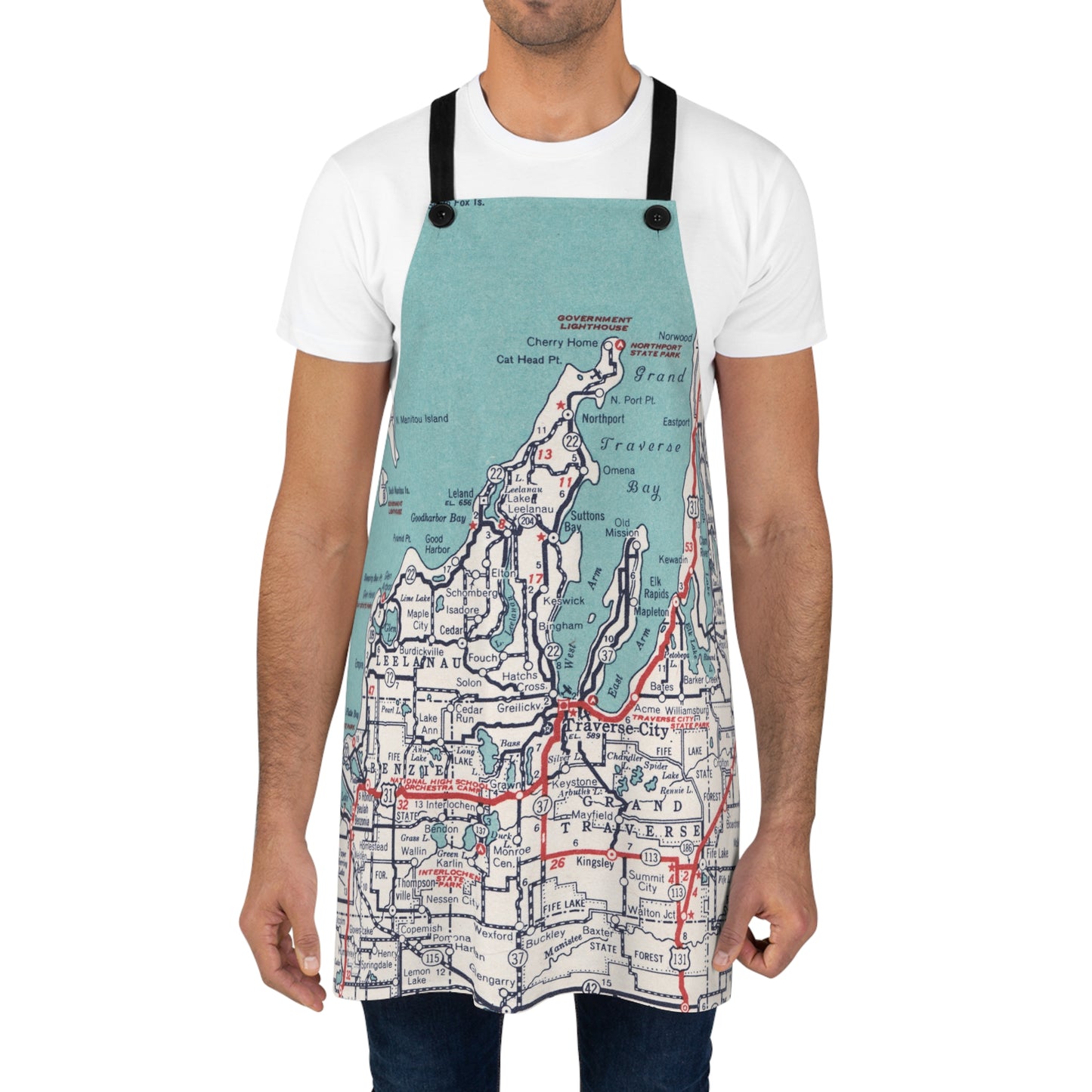 Traverse City Michigan Map Apron  Vintage-Inspired Kitchen Apron | Northern Michigan Gift