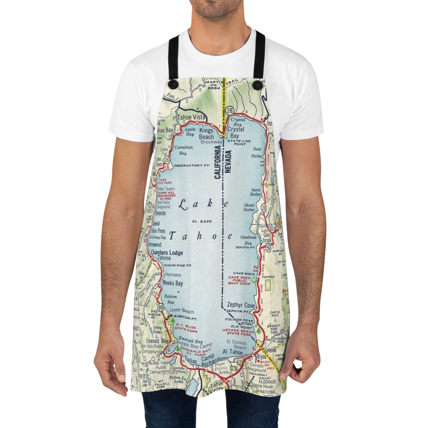 Lake Tahoe Map Apron | Lake House Kitchen Gift