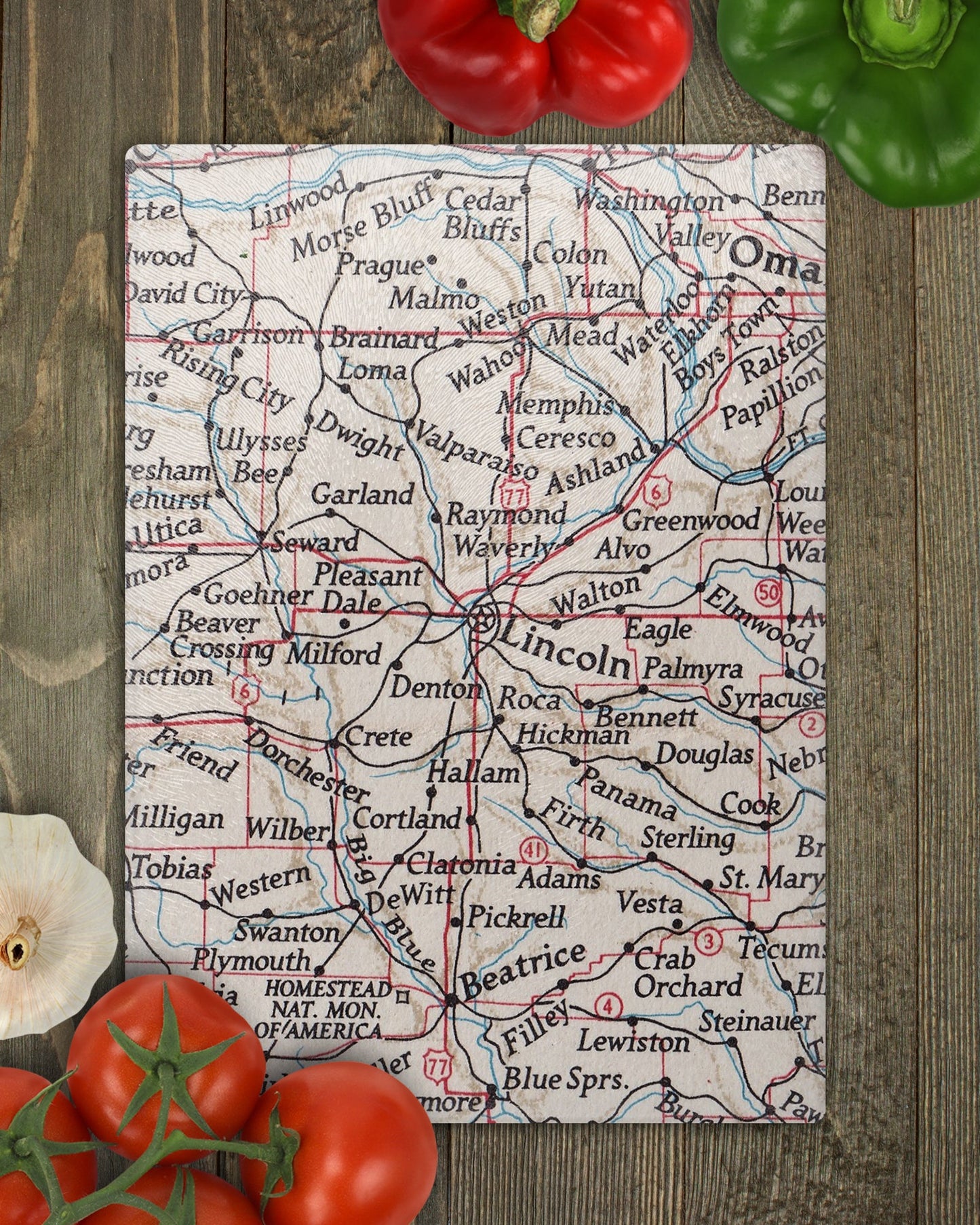 Lincoln Nebraska Map Cutting Board | Travel Gift | Kitchen Decor
