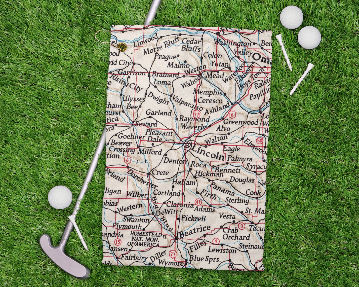 Lincoln Nebraska golf towel primary image