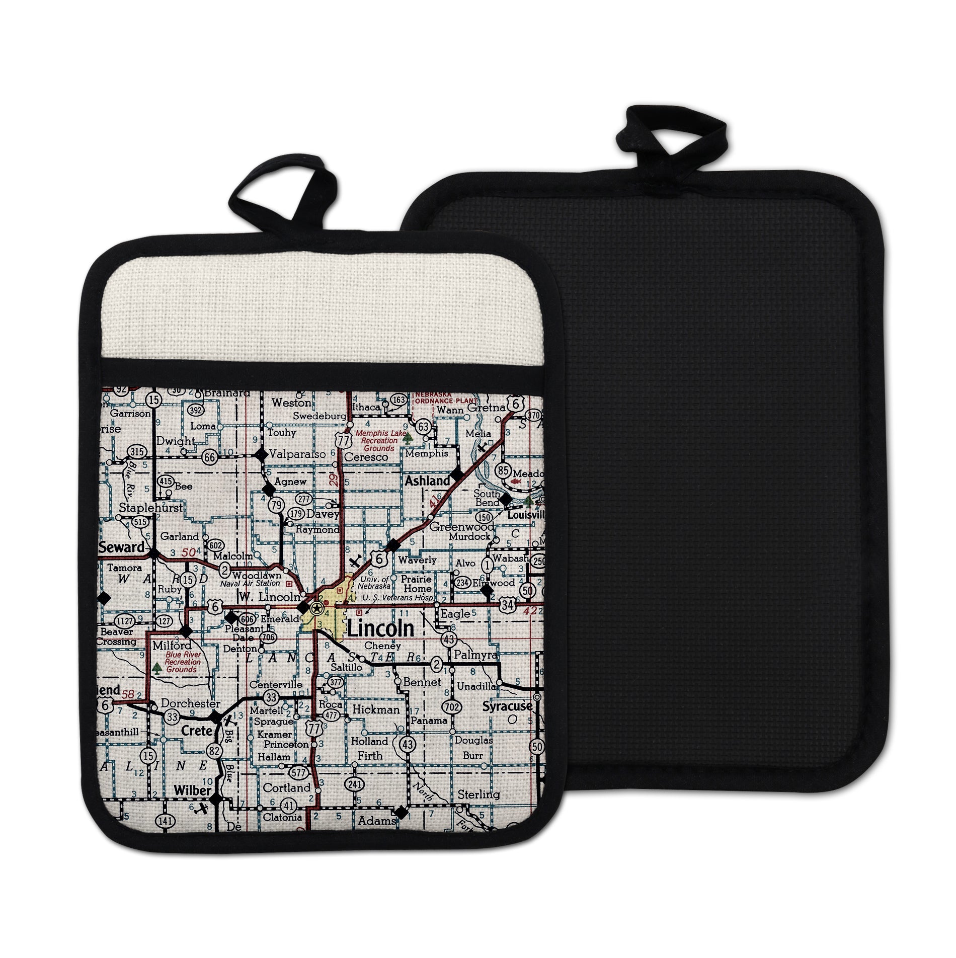 Lincoln Nebraska vintage map hot pad kitchen decor
