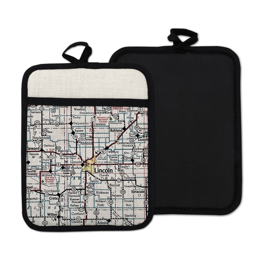 Lincoln Nebraska vintage map hot pad kitchen decor
