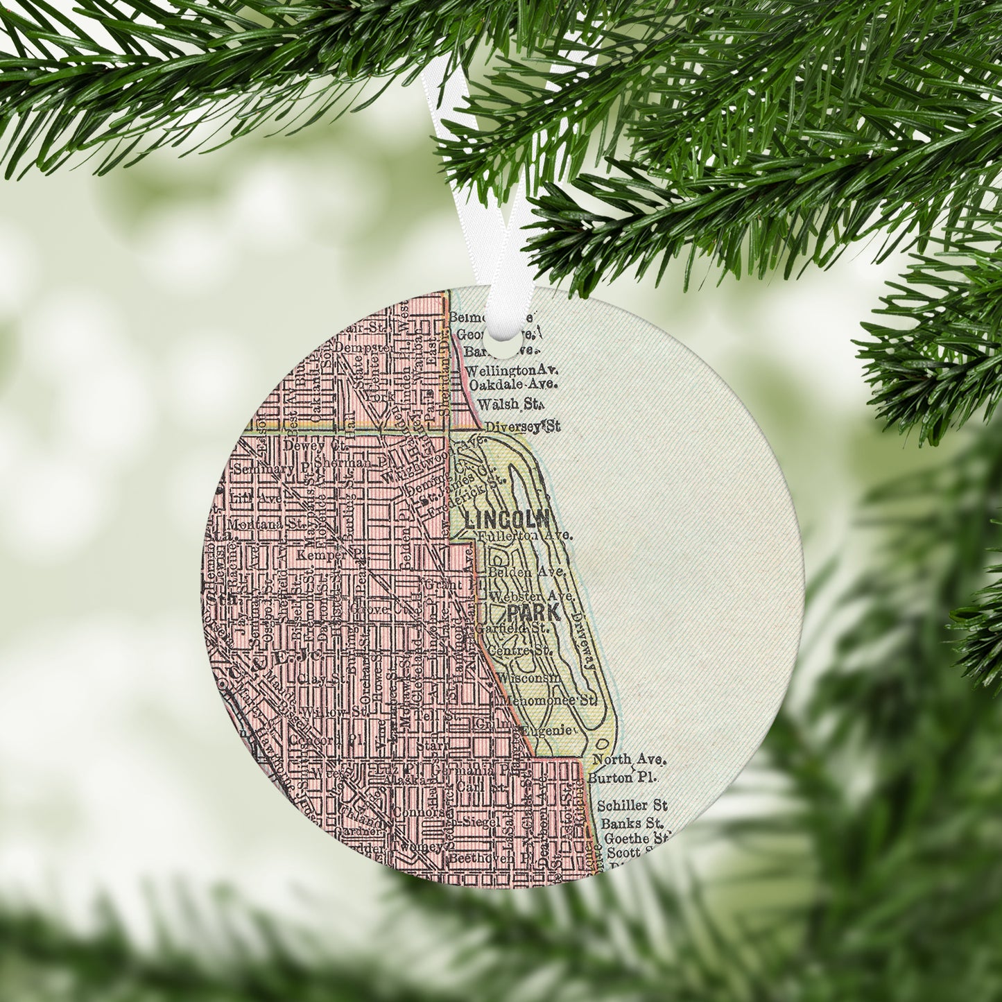 Lincoln Park, Chicago Vintage Map Ornament