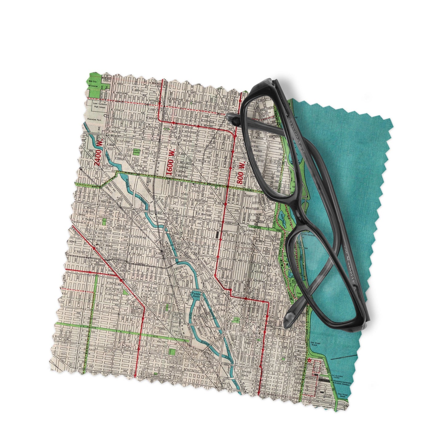 Lincoln Park Chicago Map Lens Cloth | Lincoln Park Microfiber Glasses Cleaner | Travel Gift