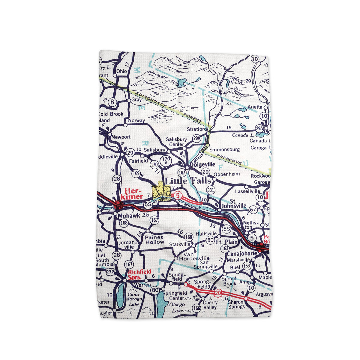 Little Falls New York Vintage Map Kitchen Towel | Herkimer County NY Gift