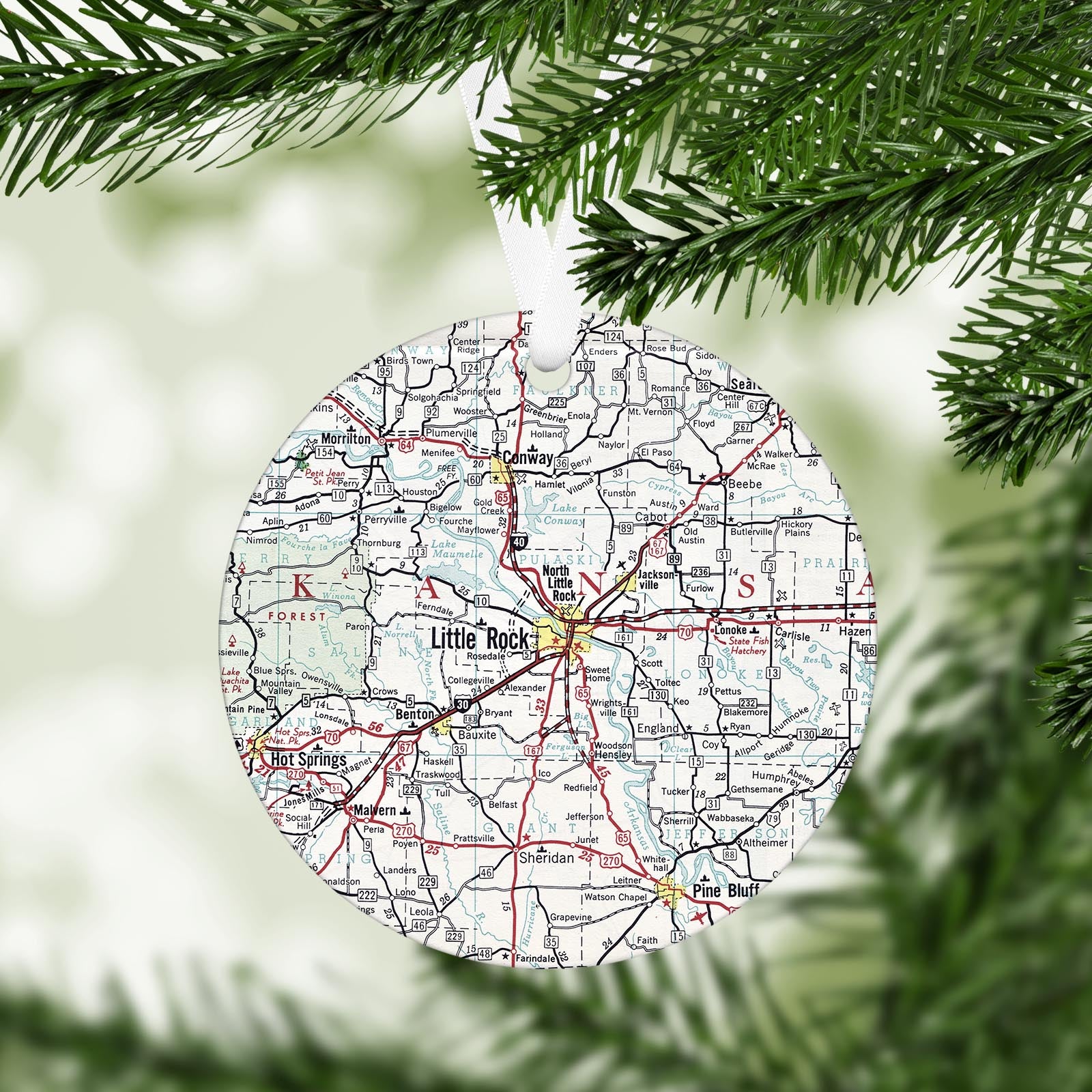 Little Rock Arkansas Vintage Map Ornament