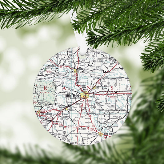 Little Rock Arkansas Vintage Map Ornament