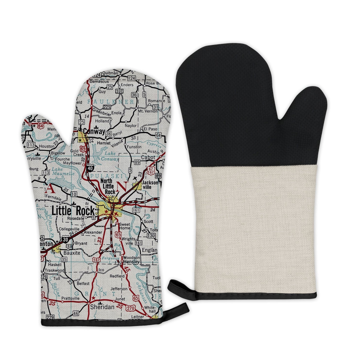 Little Rock, Arkansas Map Oven Mitt | Vintage-Inspired Kitchen Gift