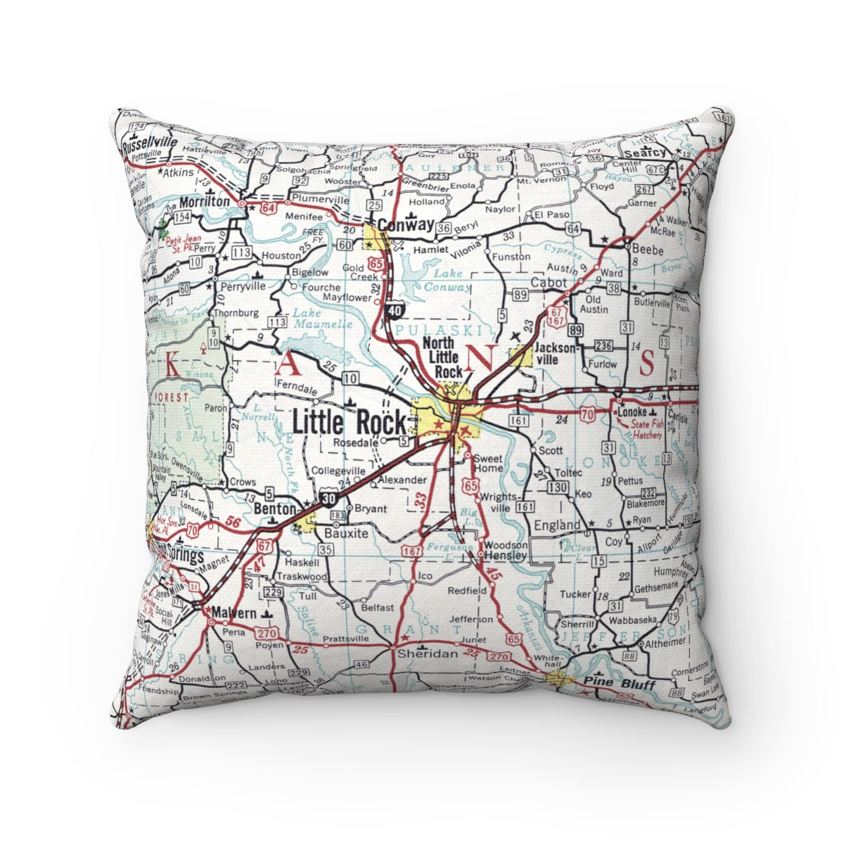 Little Rock Arkansas vintage map pillow