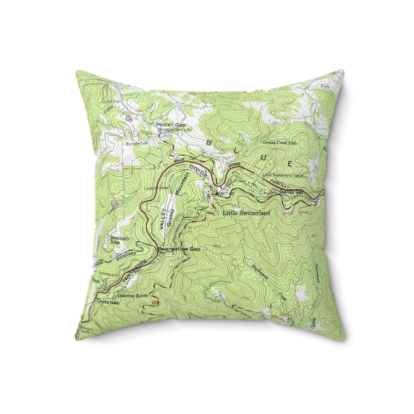 Little Switzerland North Carolina vintage map pillow
