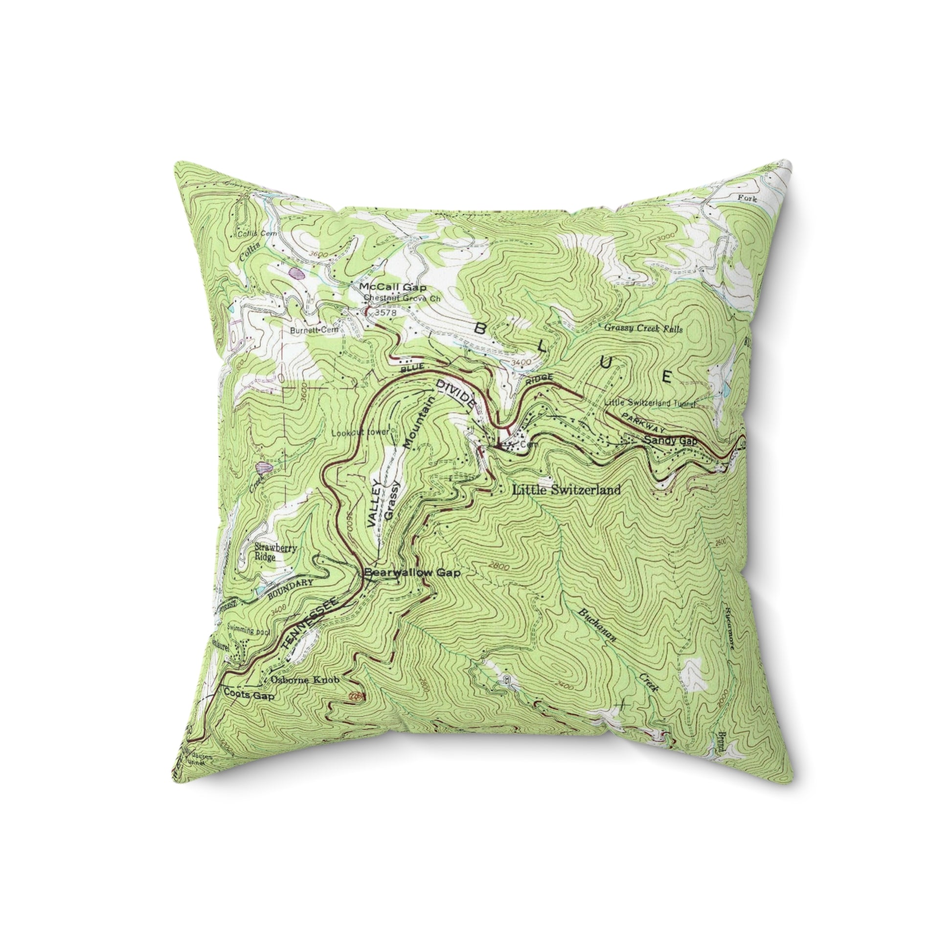 Little Switzerland North Carolina vintage map pillow