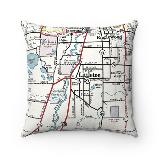 Littletown Colorado vintage map pillow