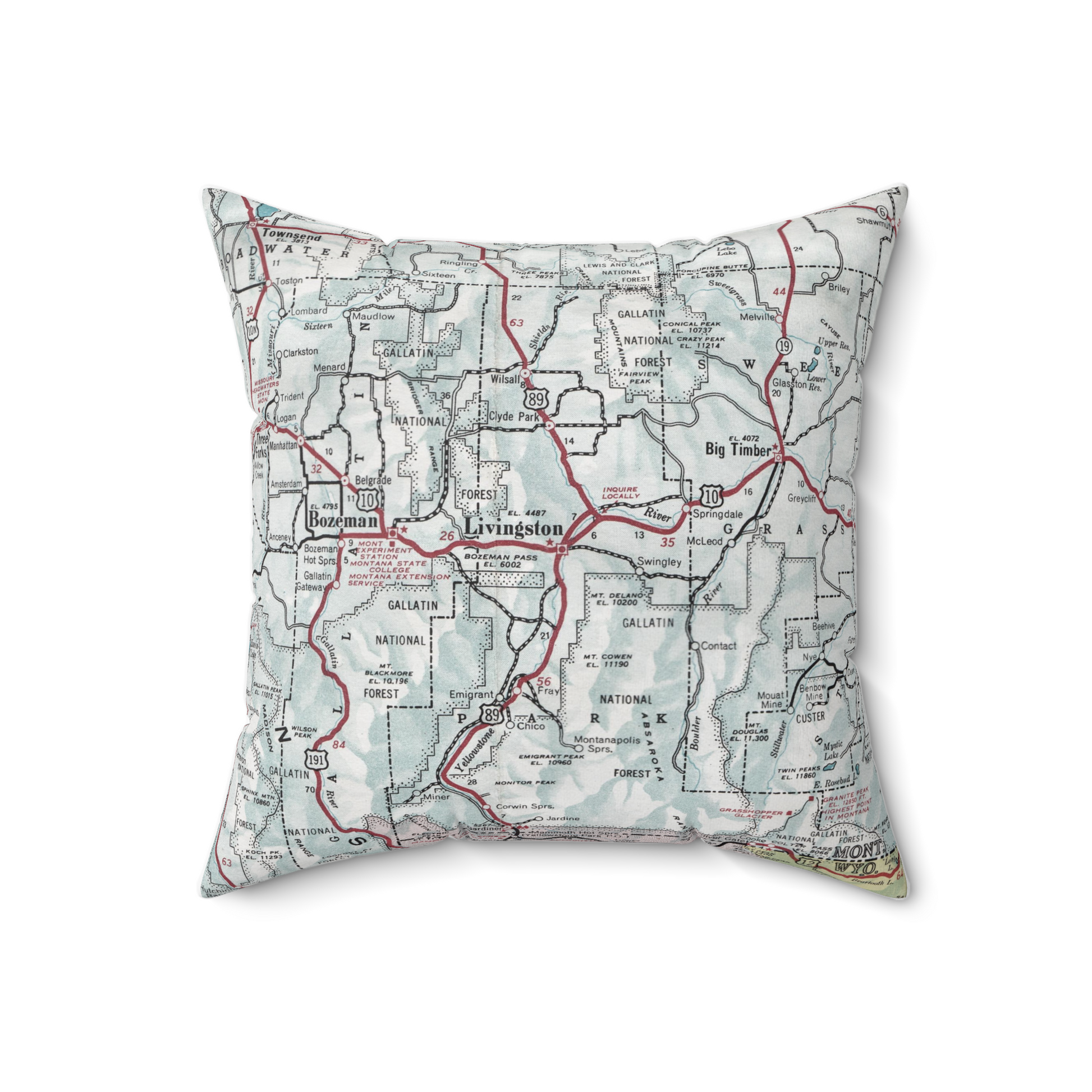 Livingston Montana vintage map pillow