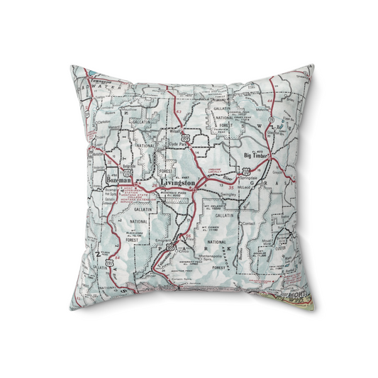Livingston Montana vintage map pillow