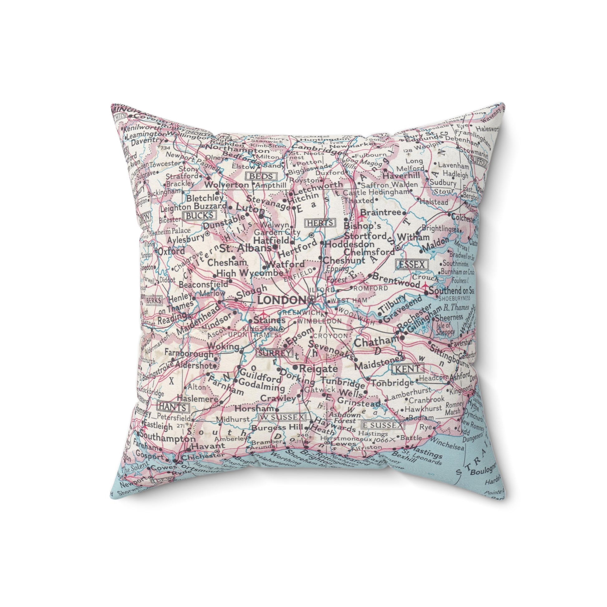 London England vintage map pillow