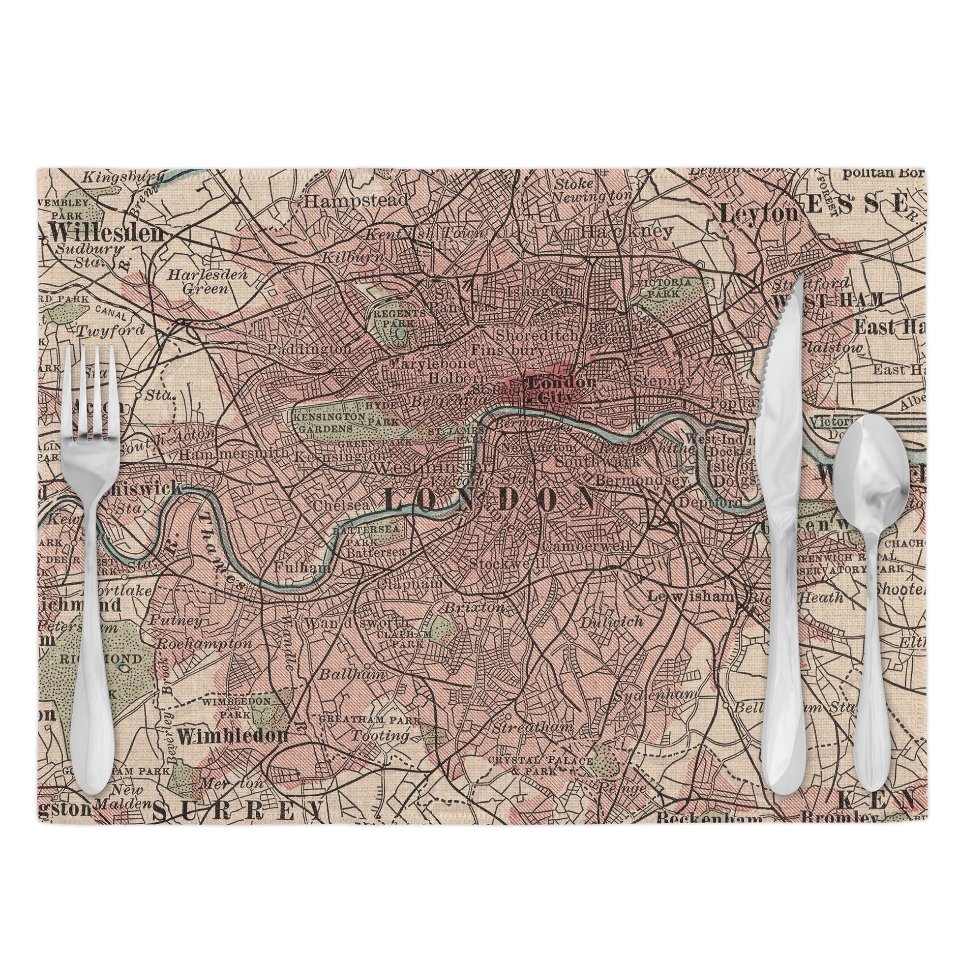 London England Vintage Map Placemats Set of 4