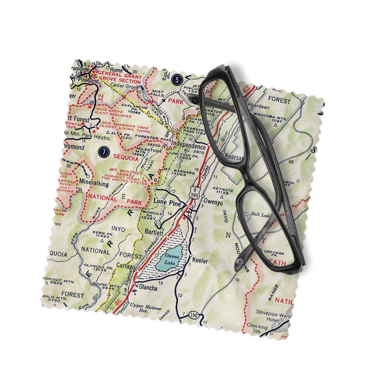 Lone Pine California Map Lens Cloth | Microfiber Glasses Cleaner | Travel Gift
