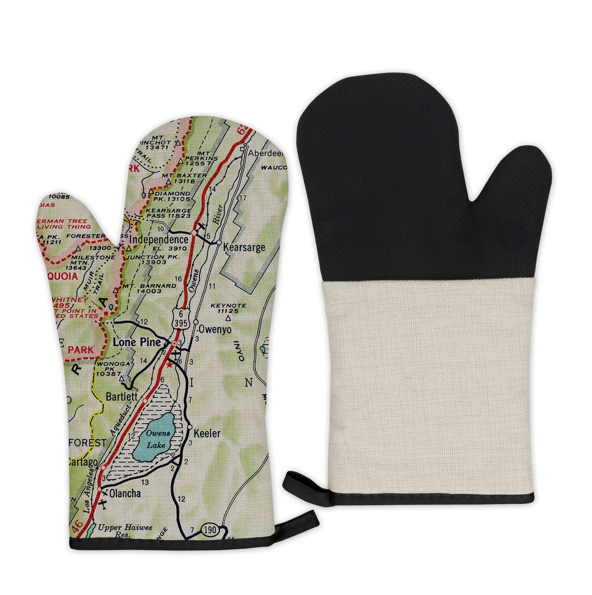 Lone Pine California Vintage Map Oven Mitt | Kitchen Gift