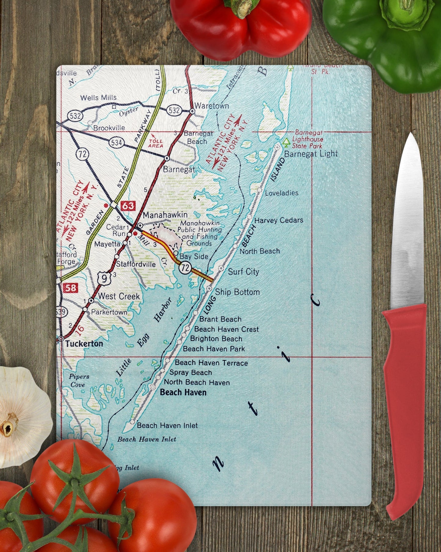 Long Beach Island New Jersey Map Cutting Board | Travel Gift | Kitchen Decor