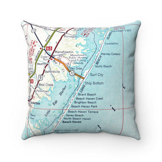 Long Beach Island New Jersey vintage map pillow