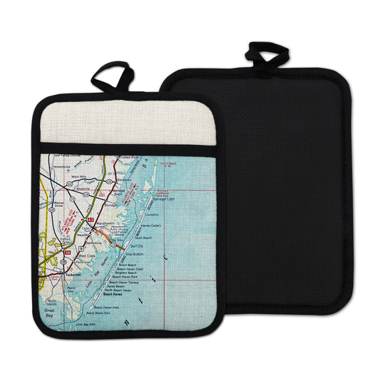 Long Beach Island New Jersey vintage map hot pad kitchen decor