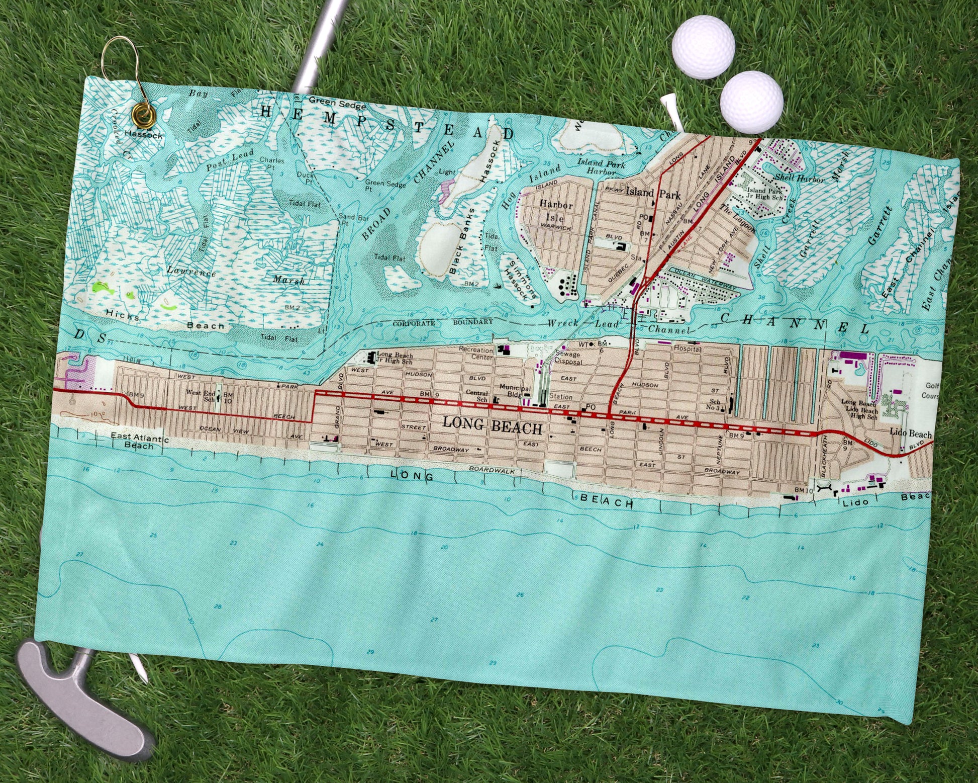 Long Beach New York golf towel primary image