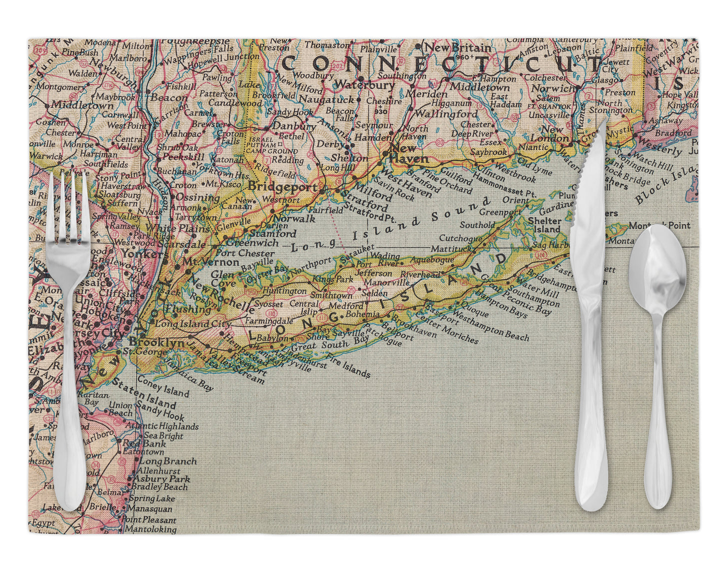 Long Island New York Vintage Map Placemats Set of 4