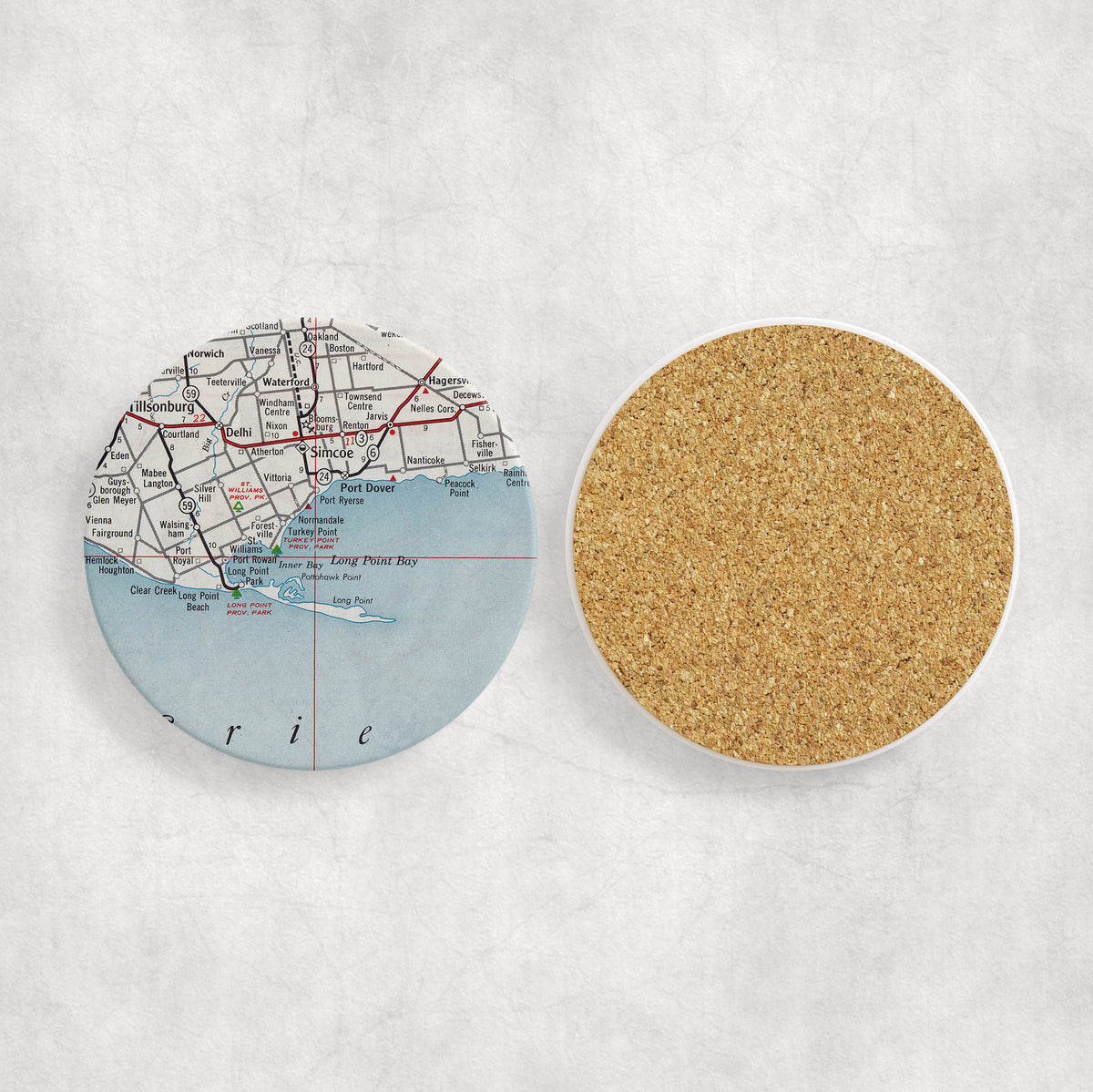 Long Point Ontario Vintage Map Ceramic Coaster Set of 4