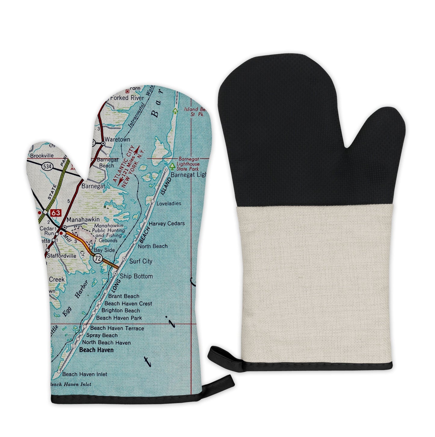 Long Beach Island, New Jersey Map Oven Mitt | Vintage-Inspired Kitchen Gift
