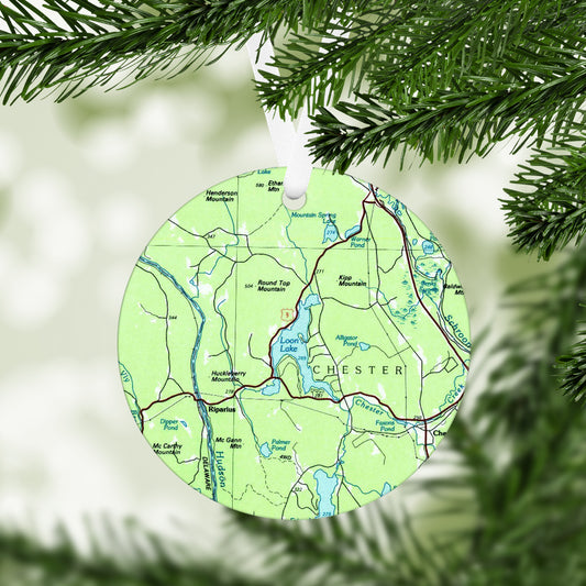 Loon Lake New York Vintage Map Ornament