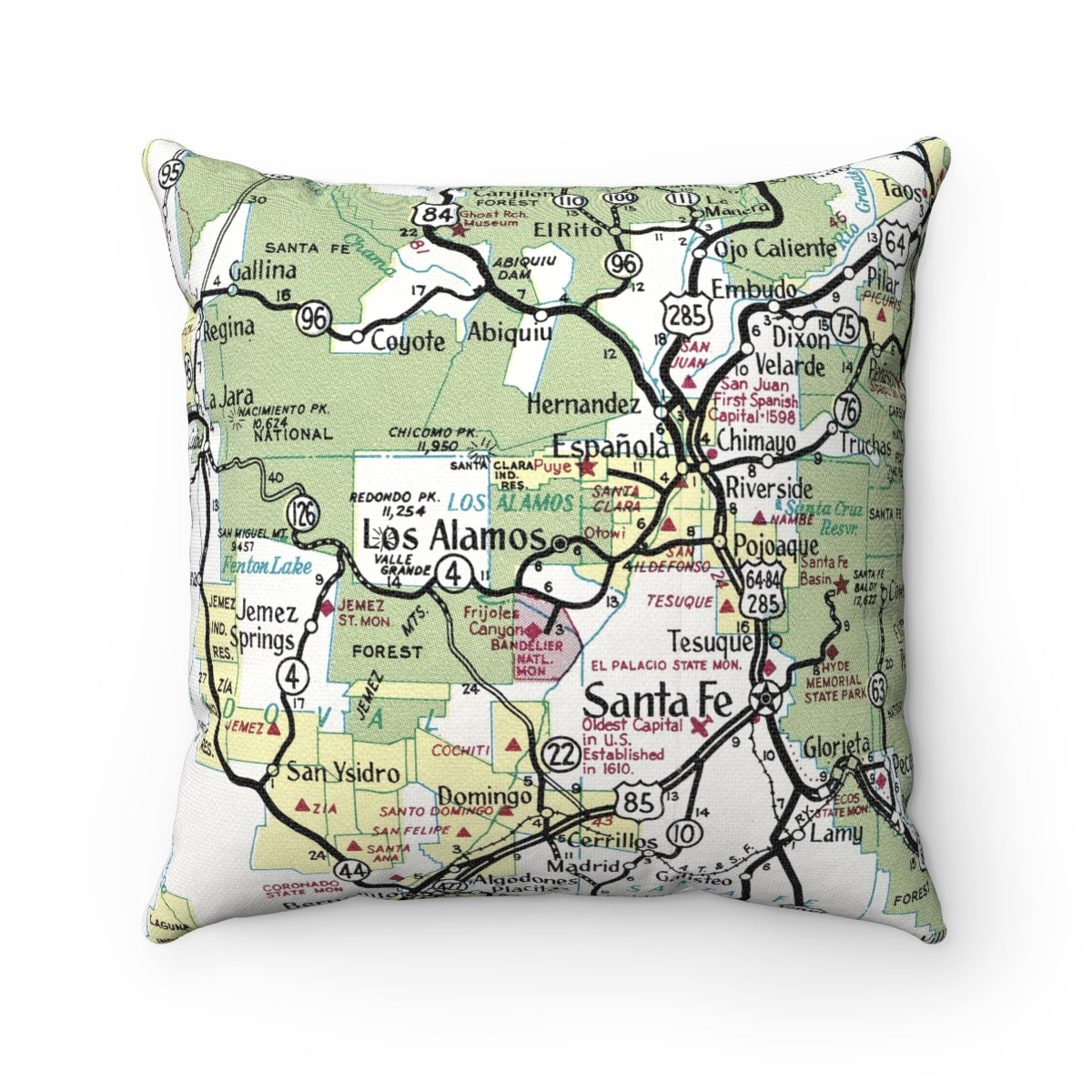 Los Alamos New Mexico vintage map pillow